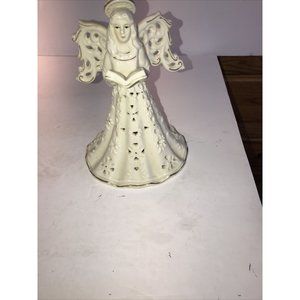 Ceramic Ivory Gold Trim Perfirated Angel Christmas Holiday